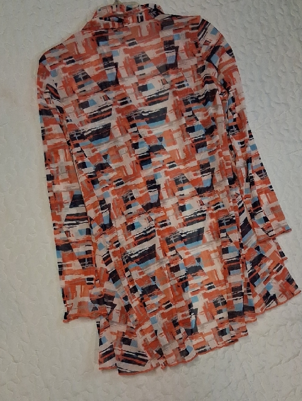 Lightweight Open-Front Women's Cardigan Jacket - Orange Multi By JJ. BEAUTIFUL - Picture 9 of 10